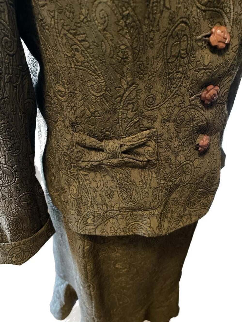 Vintage Paisley Professional Suit, Knit, by Giorgio Sant' Angelo, Sz. 10 - Picture 8 of 13